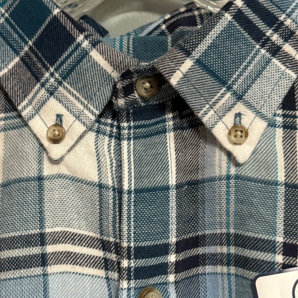 NWT IZOD Blue & White Plaid Temperature Regulating Wicking Flannel Shirt Size XL - Picture 3 of 14
